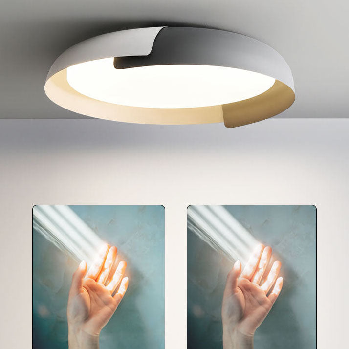 Minimalist Round Wood Grain LED Flush Mount Ceiling Light