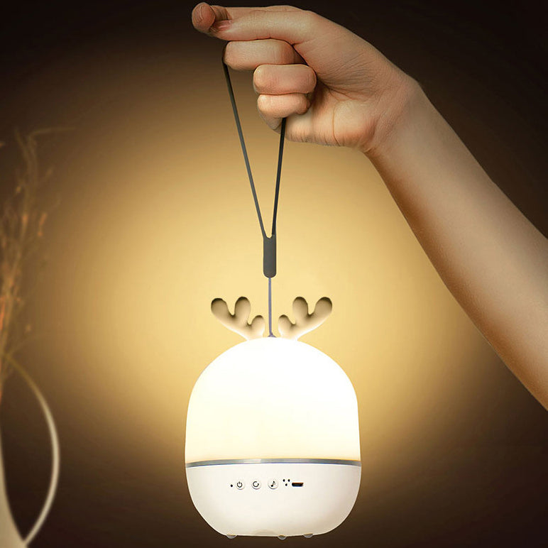 Contemporary Round Rabbit Deer ABS LED Table Lamp for Kids Bedroom Nightlight, Cute Animal Design for Nursery, Eco-Friendly Lighting, Adjustable Brightness, Perfect Birthday Gift for Children