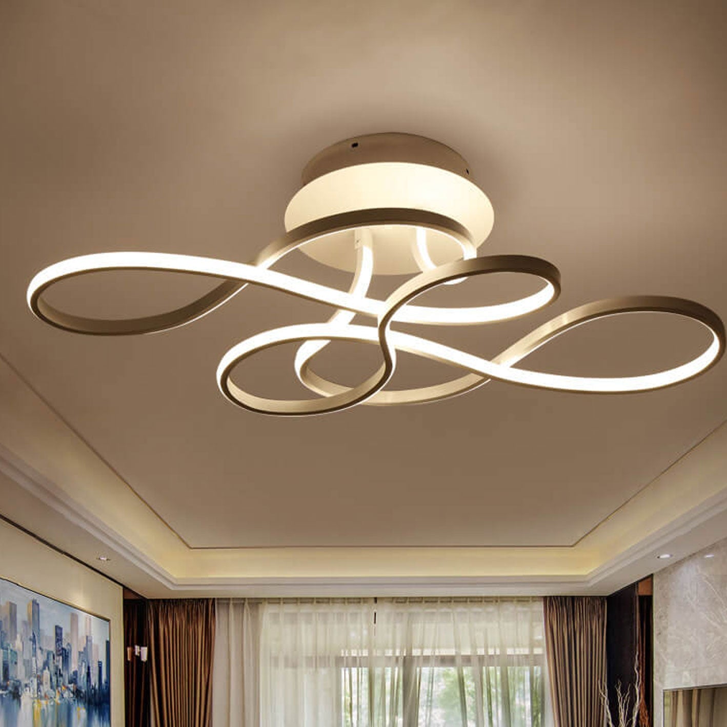 Modern Minimalist LED Flush Mount Ceiling Light - Aluminum & Acrylic Design