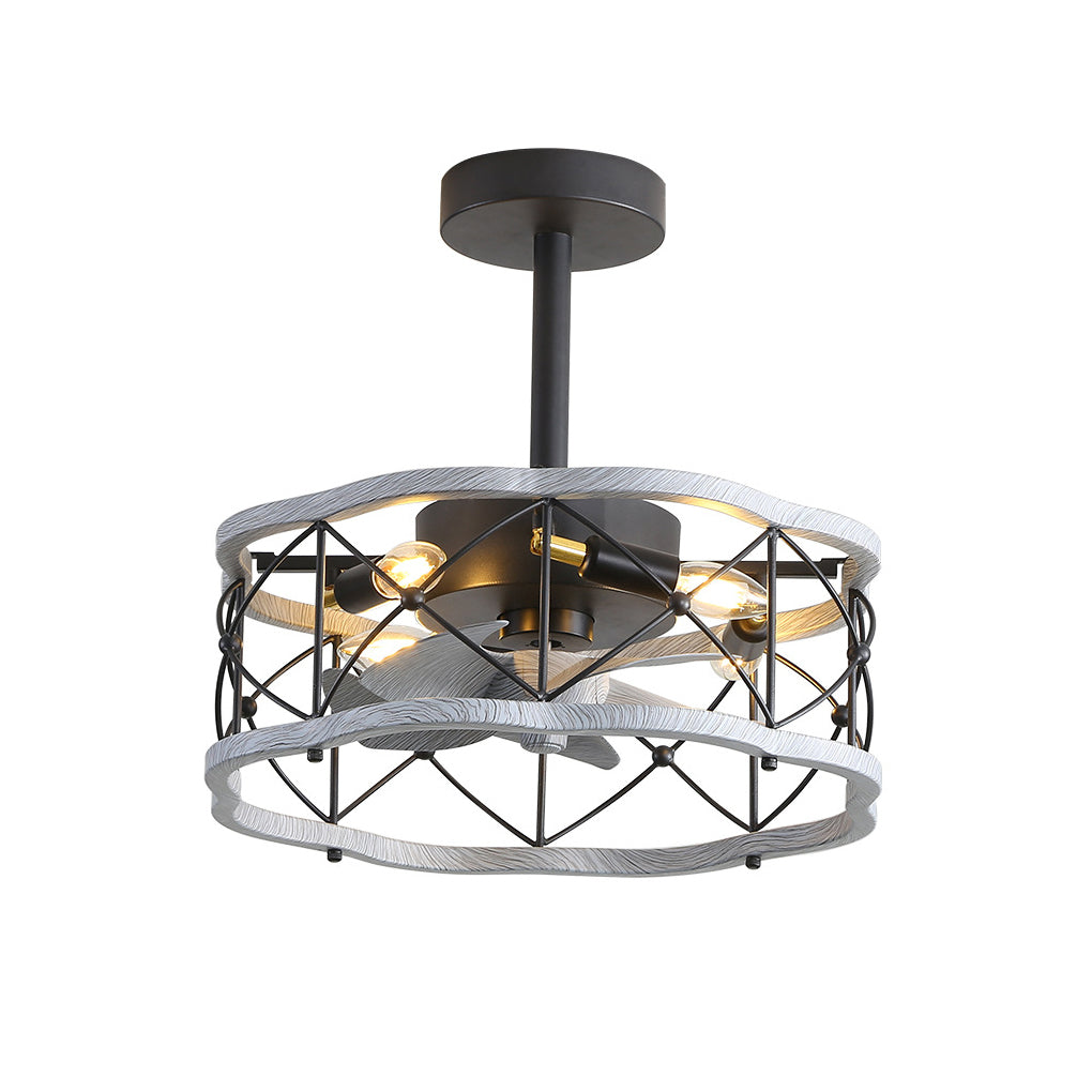 Retro Bladeless Ceiling Fan with Remote - Three Step Dimming LED Mute Design