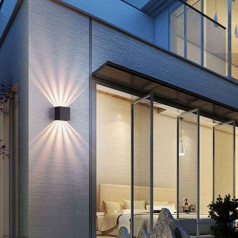 Modern Solid Color Aluminum LED Outdoor Wall Sconce - Waterproof Square Lamp