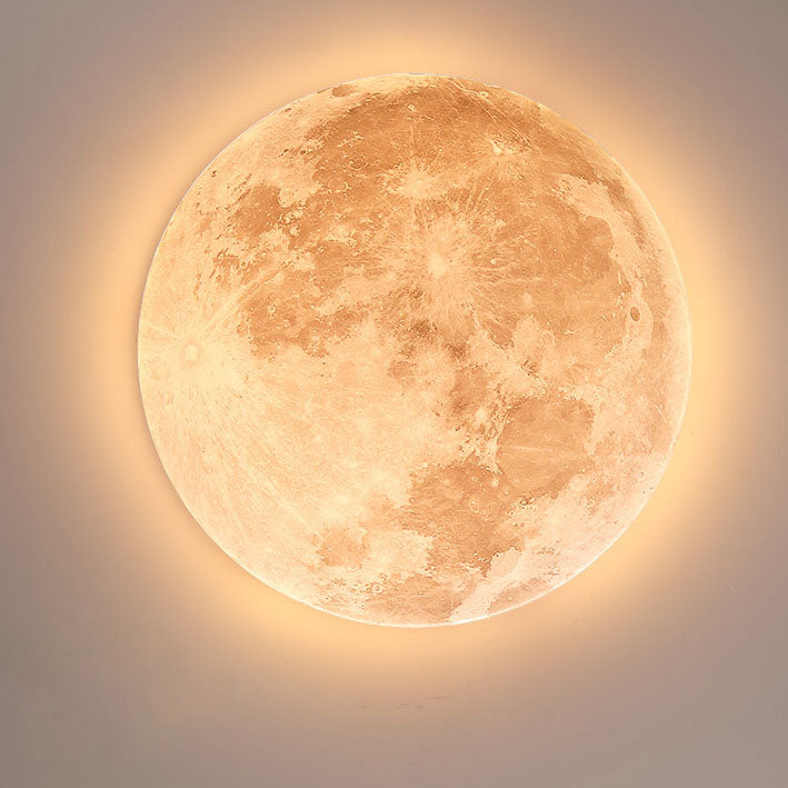 Modern Minimalist LED Flush Mount Ceiling Light - Round PVC Acrylic Moon Design for Living Room