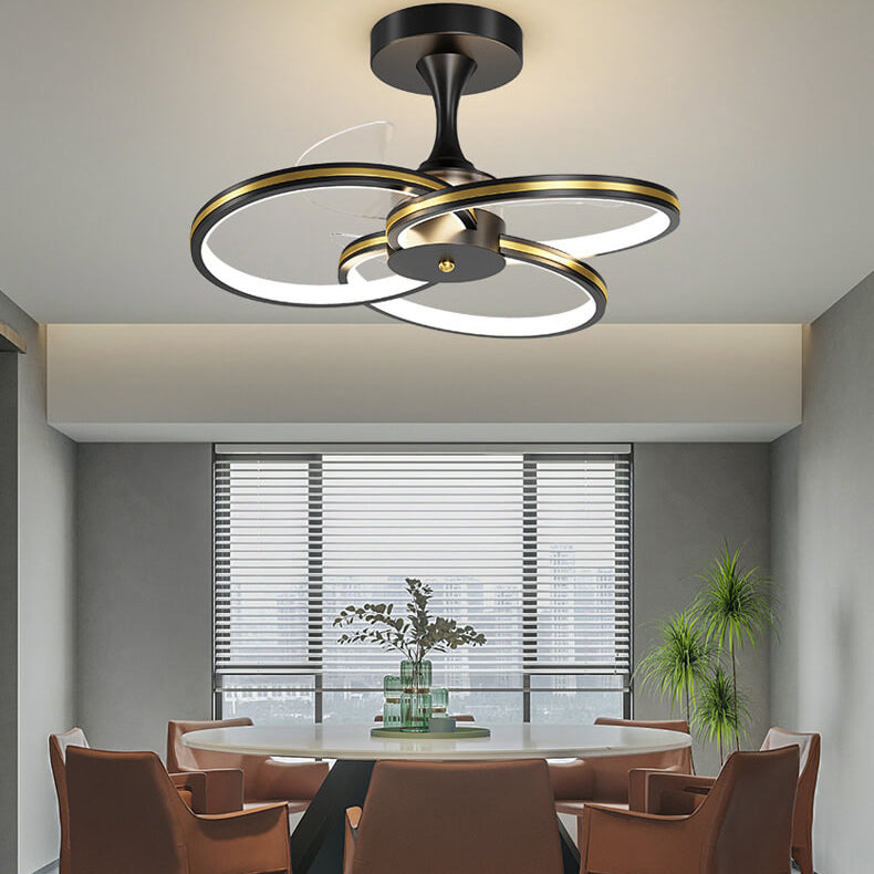 Luxury Acrylic Three Rings LED Flush Mount Fan Light Design