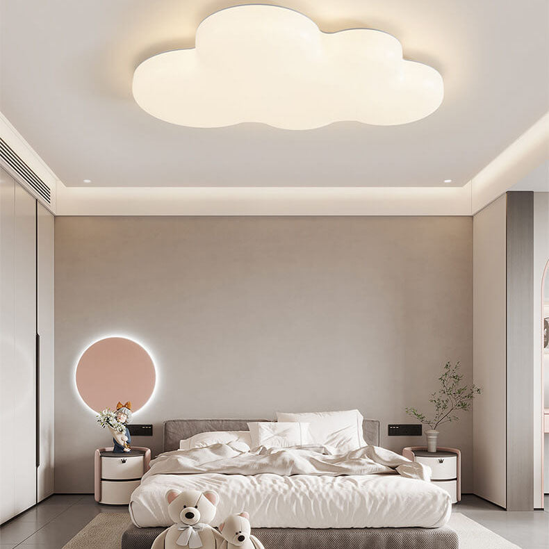 Modern White Cloudy Iron Acrylic LED Flush Mount Ceiling Light Fixture for Bedroom Kitchen Living Room Dining Room Hallway with Adjustable Brightness Energy Efficient Contemporary Design Home Lighting Solution