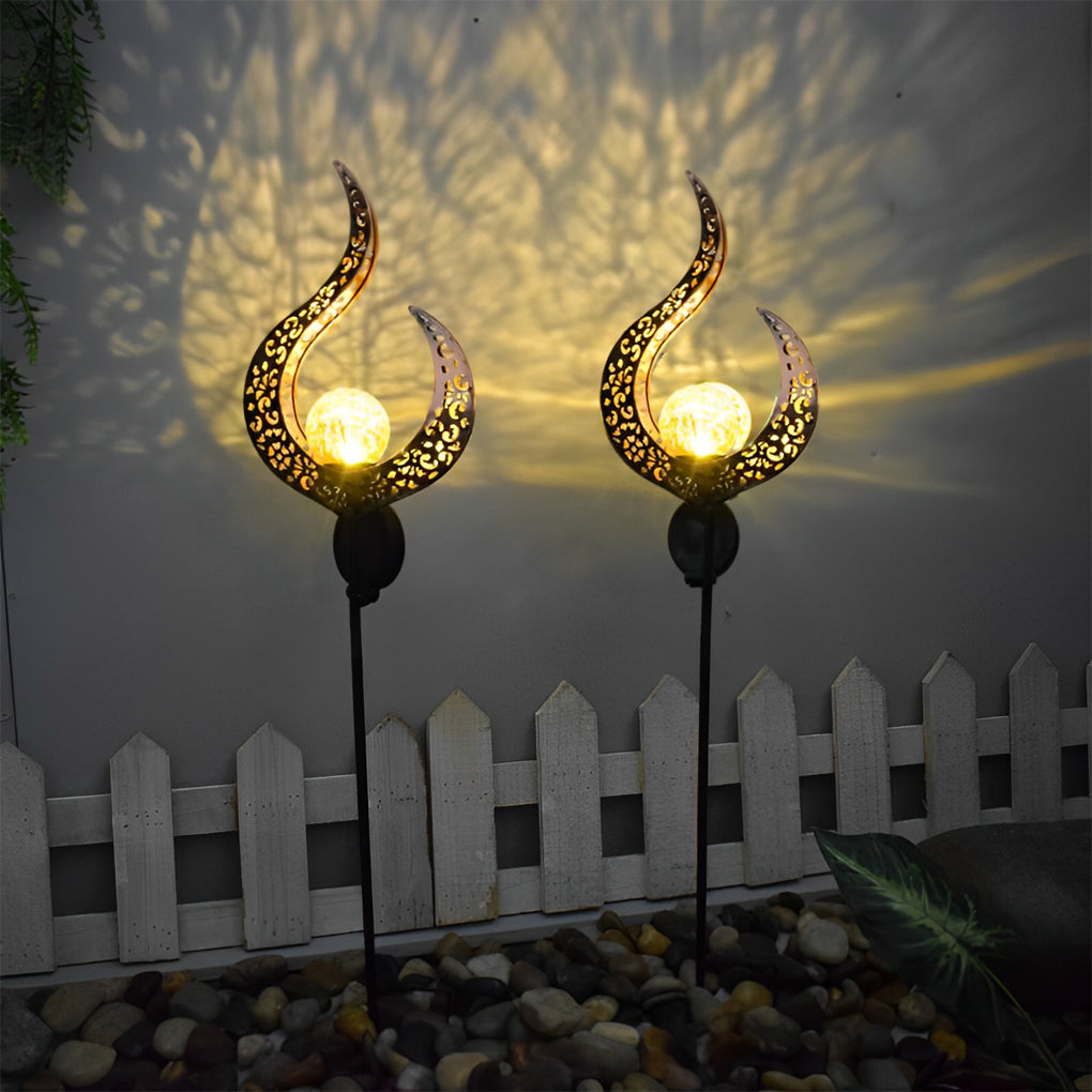 Mystical Moon & Sun Flame Iron Hollow Solar Garden Light