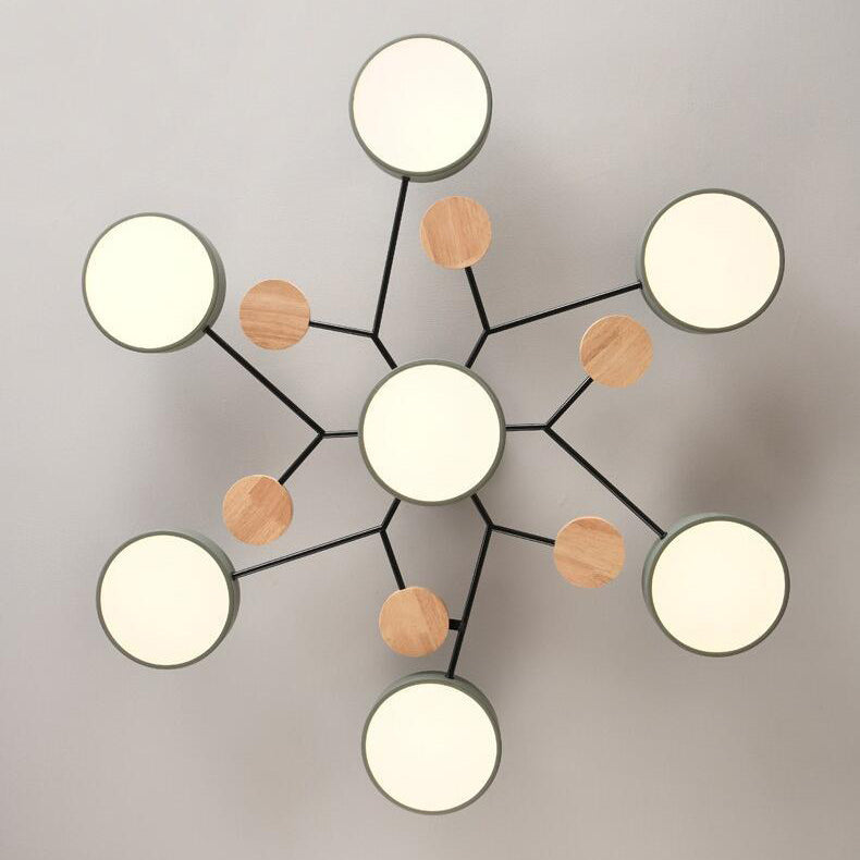 Contemporary Scandinavian Round LED Semi-Flush Mount Ceiling Light for Living Room
