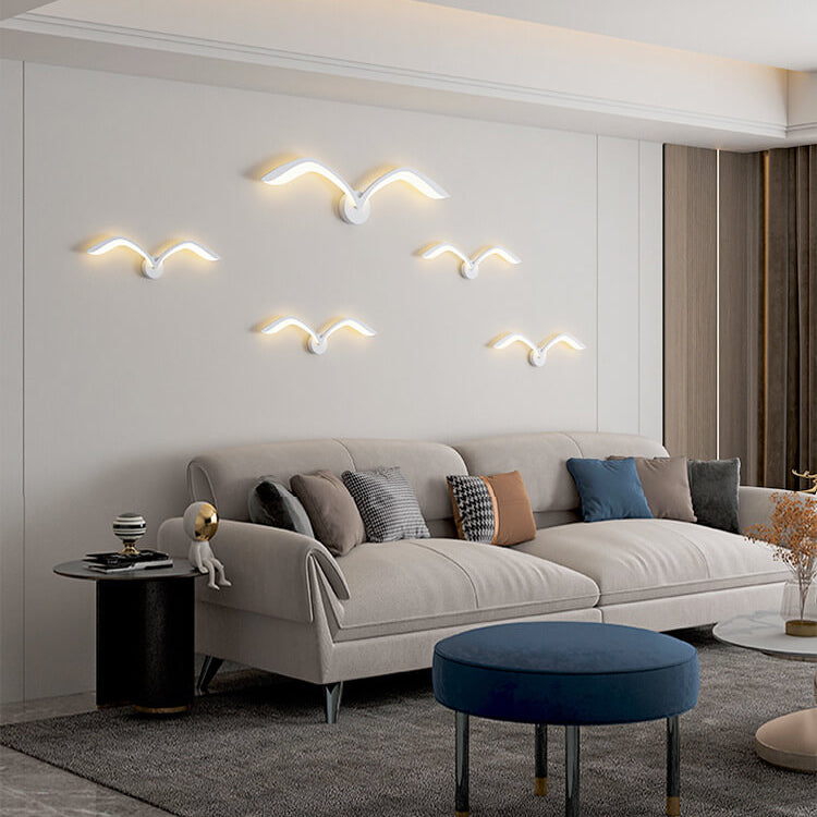Nordic Minimalist Seagull Acrylic LED Wall Sconce Lamp - Modern Lighting Design, Energy-Efficient, Home Décor, Scandinavian Style, Adjustable Brightness
