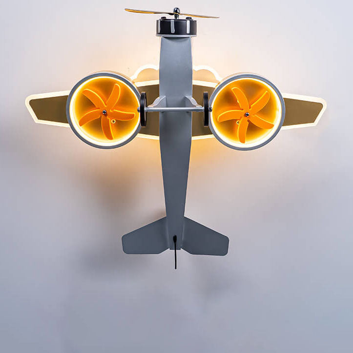 Creative Cartoon Airplane LED Ceiling Light for Kids Room, Semi-Flush Mount Acrylic Fixture, Unique Nursery Decor