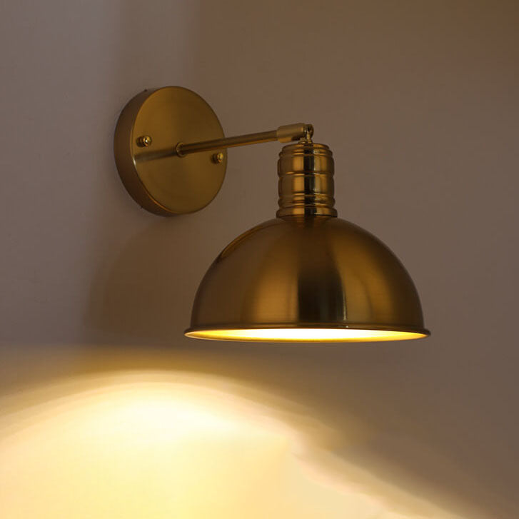 Industrial Iron Brass Cone Wall Sconce Lamp - 1-Light Contemporary Design for Living Room