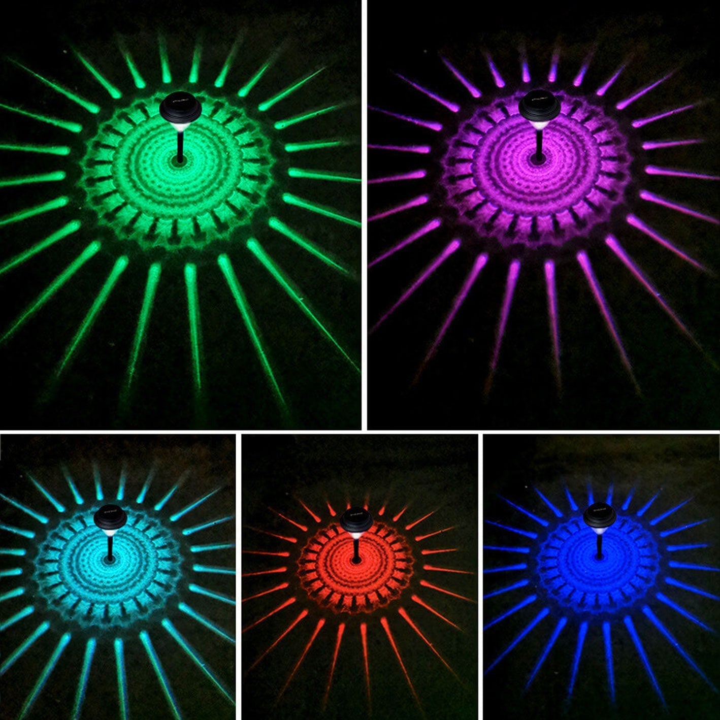 Solar Waterproof Circular Divergent LED Garden Light - Outdoor Decorative Lighting