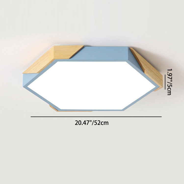 Contemporary Scandinavian Hexagonal LED Flush Mount Ceiling Light for Bedroom