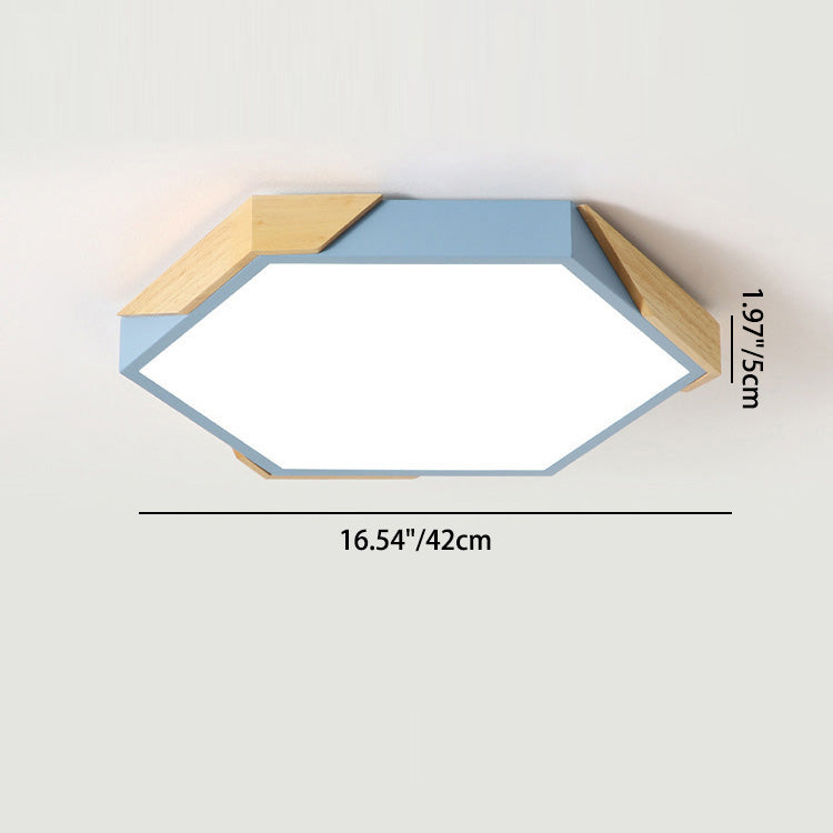 Contemporary Scandinavian Hexagonal LED Flush Mount Ceiling Light for Bedroom