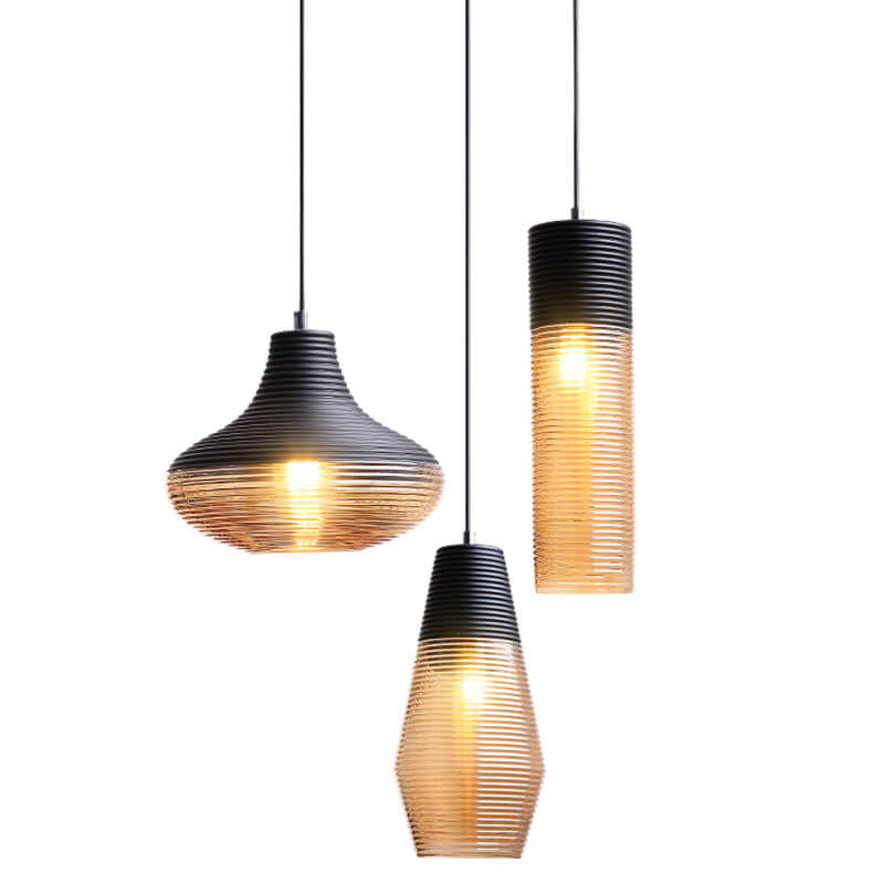 Modern Ribbed Glass Pendant Light - 1 Light Fixture for Contemporary Spaces, Stylish Lighting, Home Decor, Kitchen, Dining Room, Industrial Design