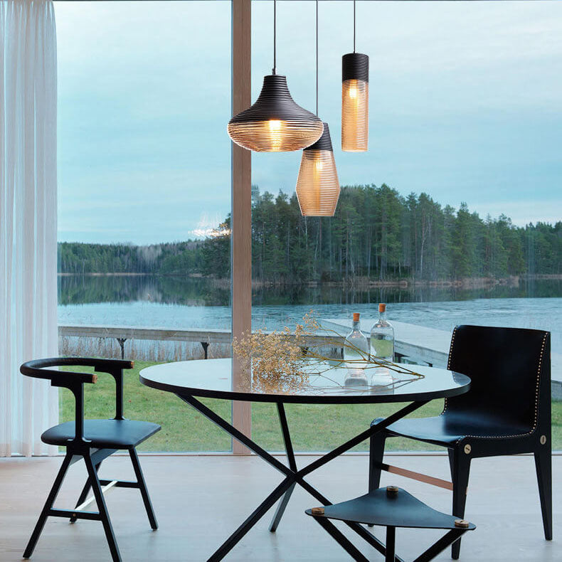 Modern Ribbed Glass Pendant Light - 1 Light Fixture for Contemporary Spaces, Stylish Lighting, Home Decor, Kitchen, Dining Room, Industrial Design