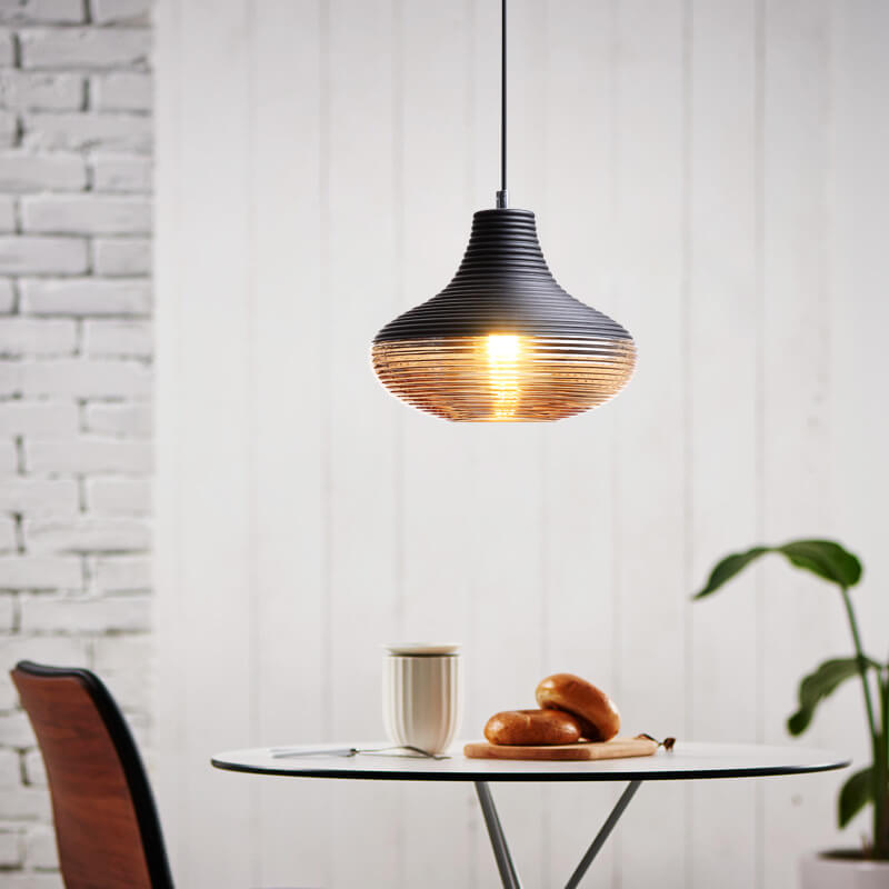 Modern Ribbed Glass Pendant Light - 1 Light Fixture for Contemporary Spaces, Stylish Lighting, Home Decor, Kitchen, Dining Room, Industrial Design