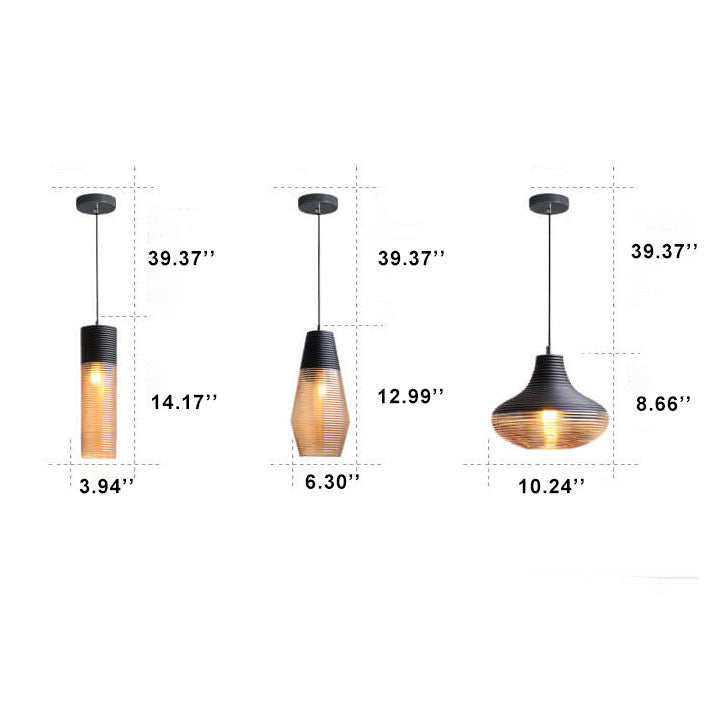 Modern Ribbed Glass Pendant Light - 1 Light Fixture for Contemporary Spaces, Stylish Lighting, Home Decor, Kitchen, Dining Room, Industrial Design