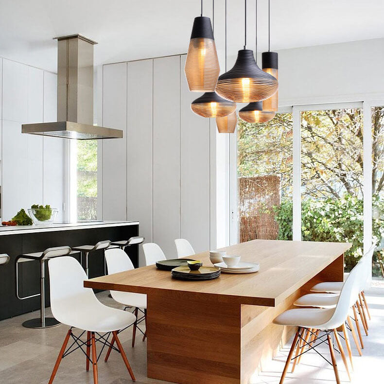 Modern Ribbed Glass Pendant Light - 1 Light Fixture for Contemporary Spaces, Stylish Lighting, Home Decor, Kitchen, Dining Room, Industrial Design