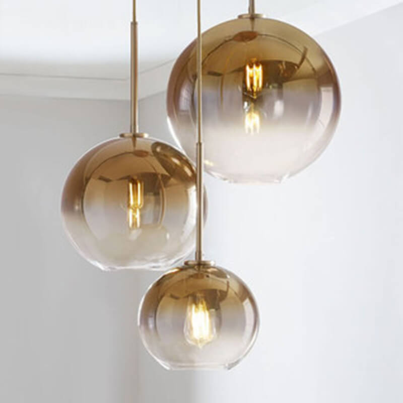Nordic Gradient Glass Pendant Light - 1-Light Globe Chandelier