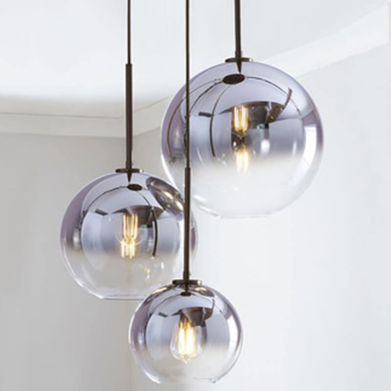 Nordic Gradient Glass Pendant Light - 1-Light Globe Chandelier
