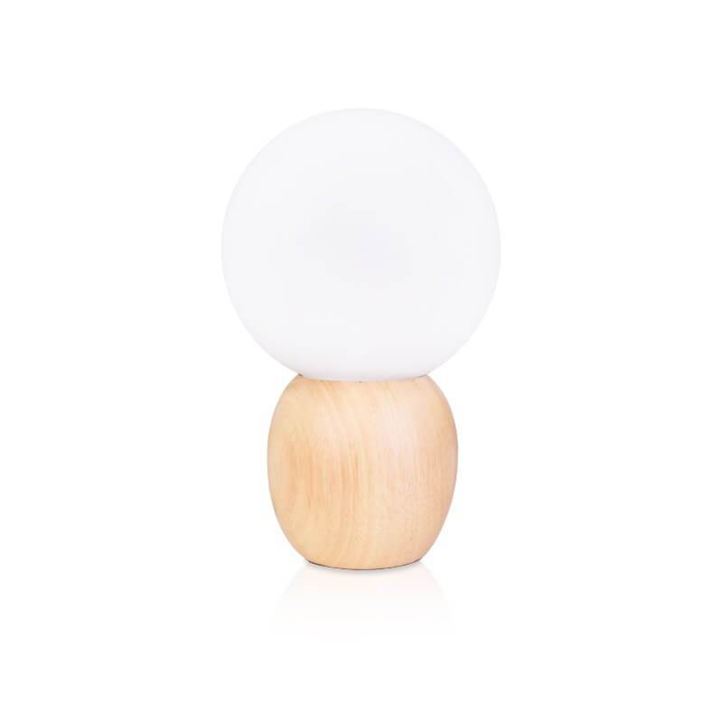 Nordic Solid Wood Milk White Glass Orb Table Lamp - Modern 1-Light Design for Home Decor