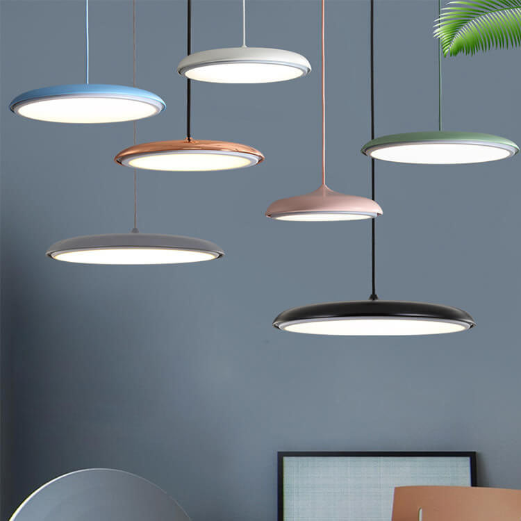Nordic Macaron Flying Saucer Metal LED Pendant Light - Modern Ceiling Fixture, Stylish Home Decor, Energy-Efficient Lighting, Contemporary Design, Elegant LED Lamp