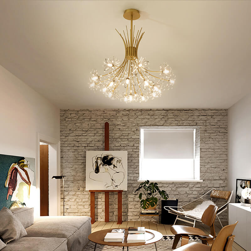 Crystal Dandelion Chandelier 13-19 Light for Elegant Lighting Display