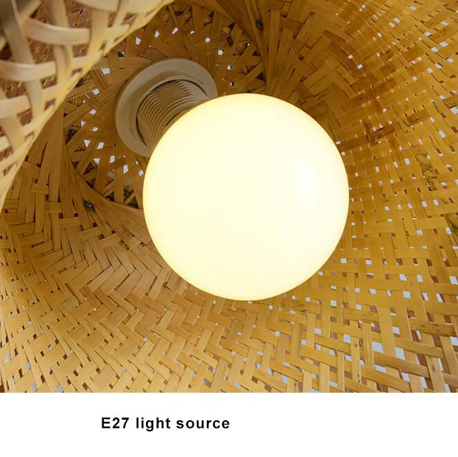 Rattan Dome Pendant Light - 1-Light Boho Pendant Fixture for Dining Room, Kitchen, and Living Room Decor