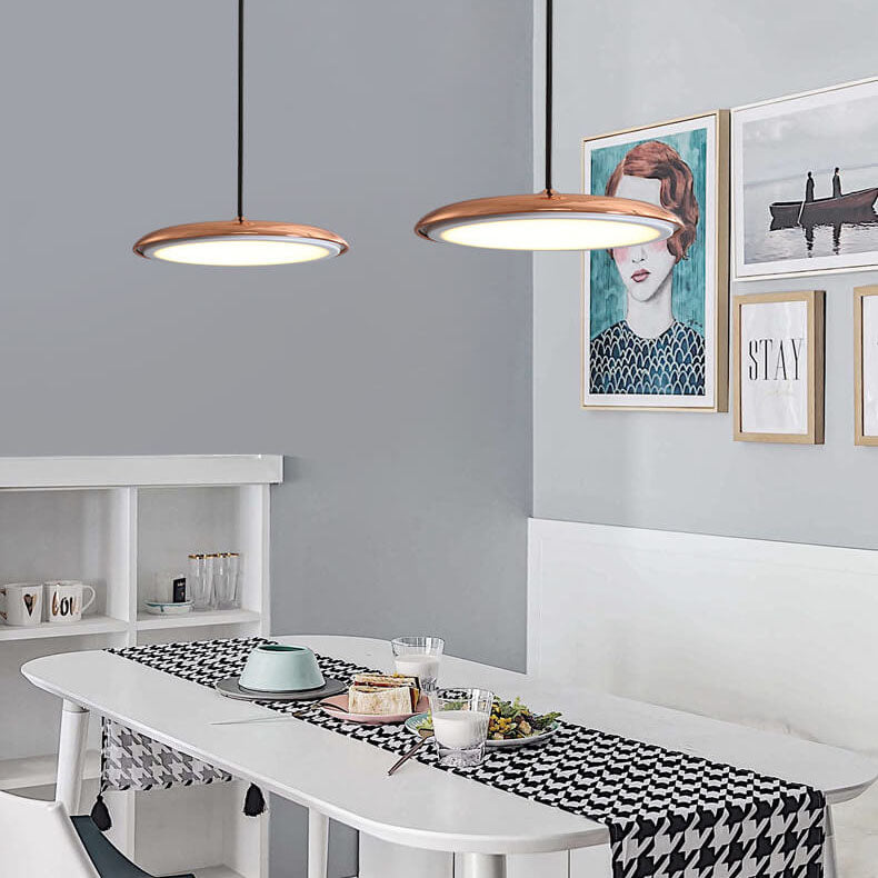 Nordic Macaron Flying Saucer Metal LED Pendant Light - Modern Ceiling Fixture, Stylish Home Decor, Energy-Efficient Lighting, Contemporary Design, Elegant LED Lamp
