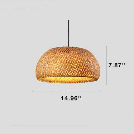 Rattan Dome Pendant Light - 1-Light Boho Pendant Fixture for Dining Room, Kitchen, and Living Room Decor