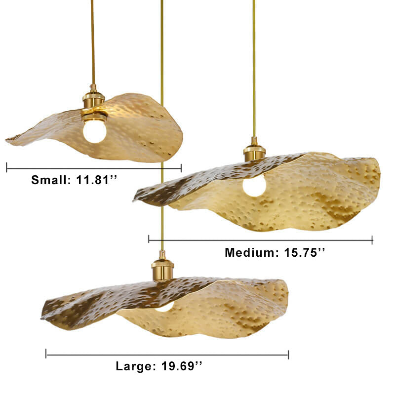 Modern Golden Bronze Lotus Leaf 1-Light Pendant Light
