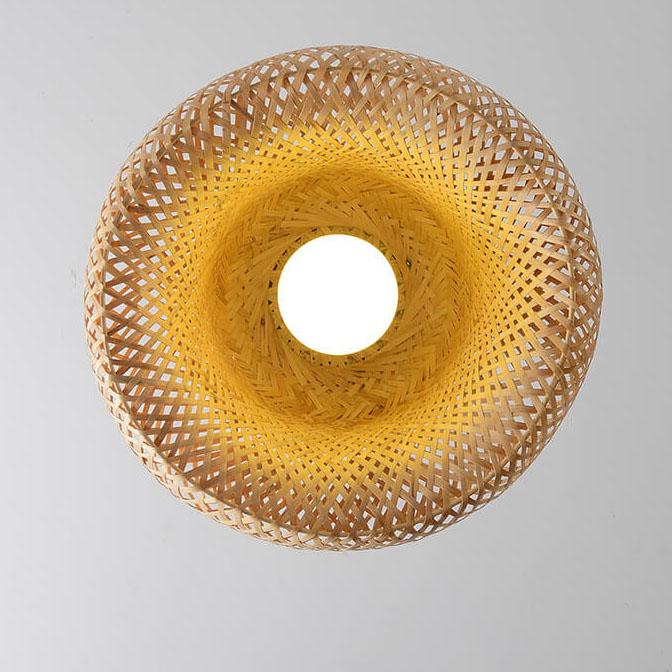 Rattan Dome Pendant Light - 1-Light Boho Pendant Fixture for Dining Room, Kitchen, and Living Room Decor