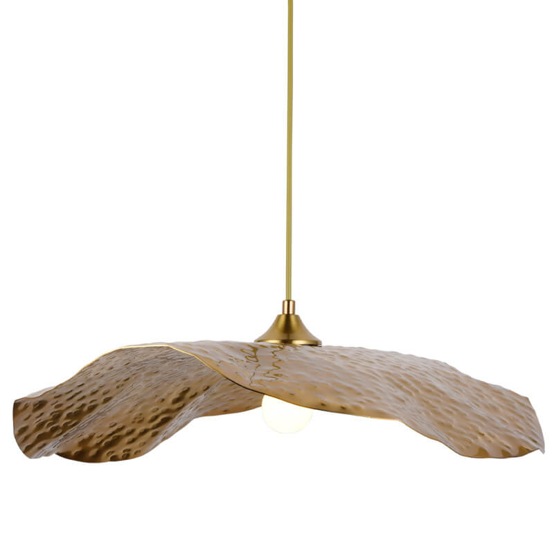 Modern Golden Bronze Lotus Leaf 1-Light Pendant Light