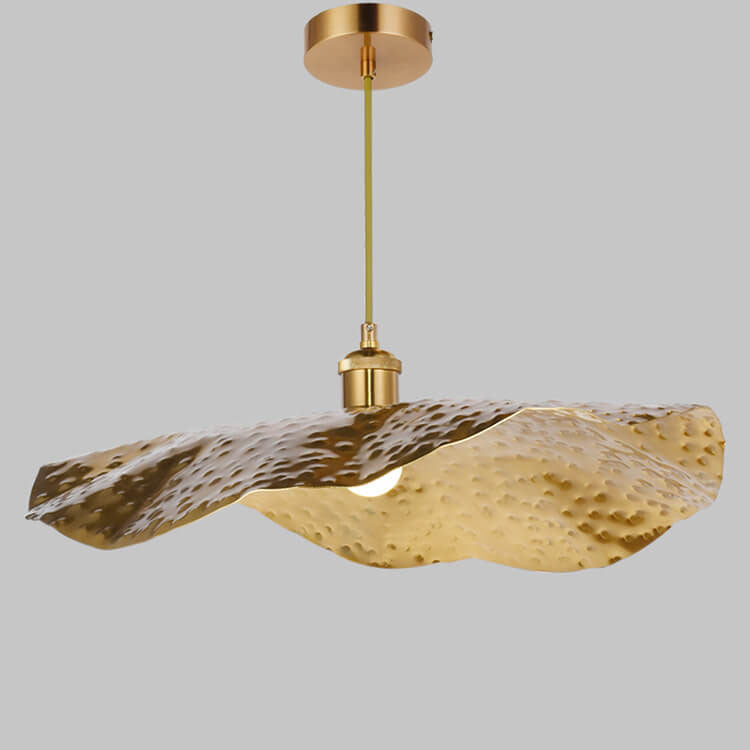 Modern Golden Bronze Lotus Leaf 1-Light Pendant Light