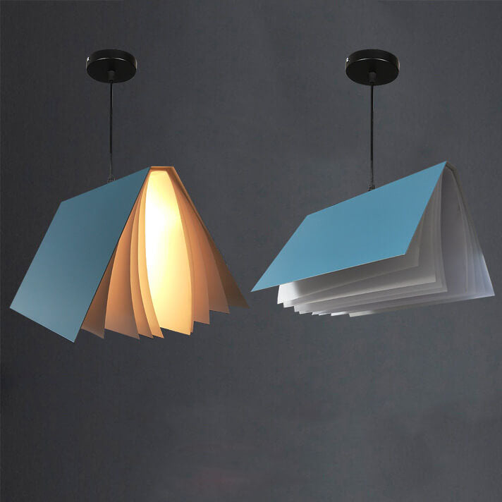 Flying Book Pendant Light - 1-Light Metal & PVC Decorative Shade, Modern Ceiling Fixture, Unique Book Design, Home Lighting, Stylish Bookish Decor