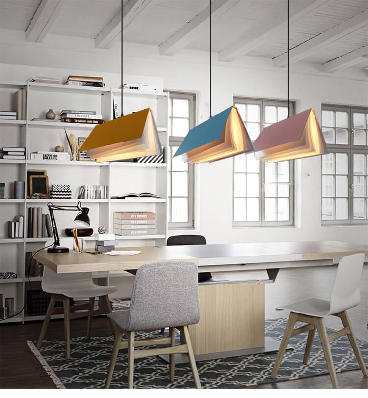 Flying Book Pendant Light - 1-Light Metal & PVC Decorative Shade, Modern Ceiling Fixture, Unique Book Design, Home Lighting, Stylish Bookish Decor