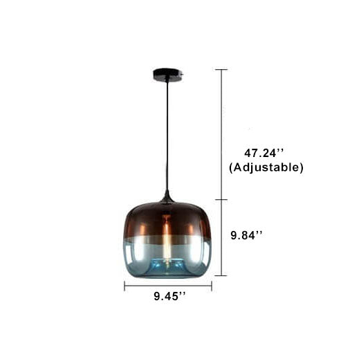 Retro Colorful Drum Pendant Light - 1-Light Glass Fixture for Stylish Home Decor