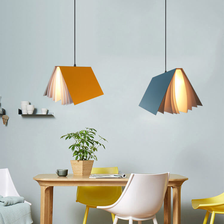Flying Book Pendant Light - 1-Light Metal & PVC Decorative Shade, Modern Ceiling Fixture, Unique Book Design, Home Lighting, Stylish Bookish Decor