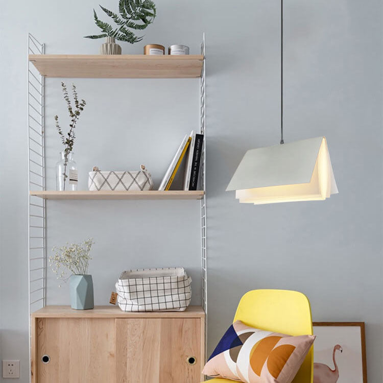 Flying Book 1-Light Metal PVC Pendant Light - Creative Book Shade Lamp for Home Decor and Reading Nook