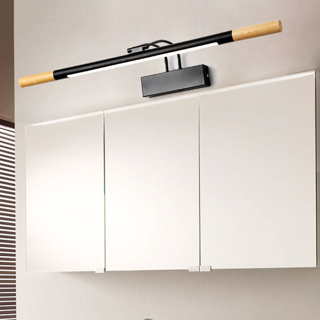 Nordic Solid Wood LED Curved Arm Vanity Light Wall Sconce