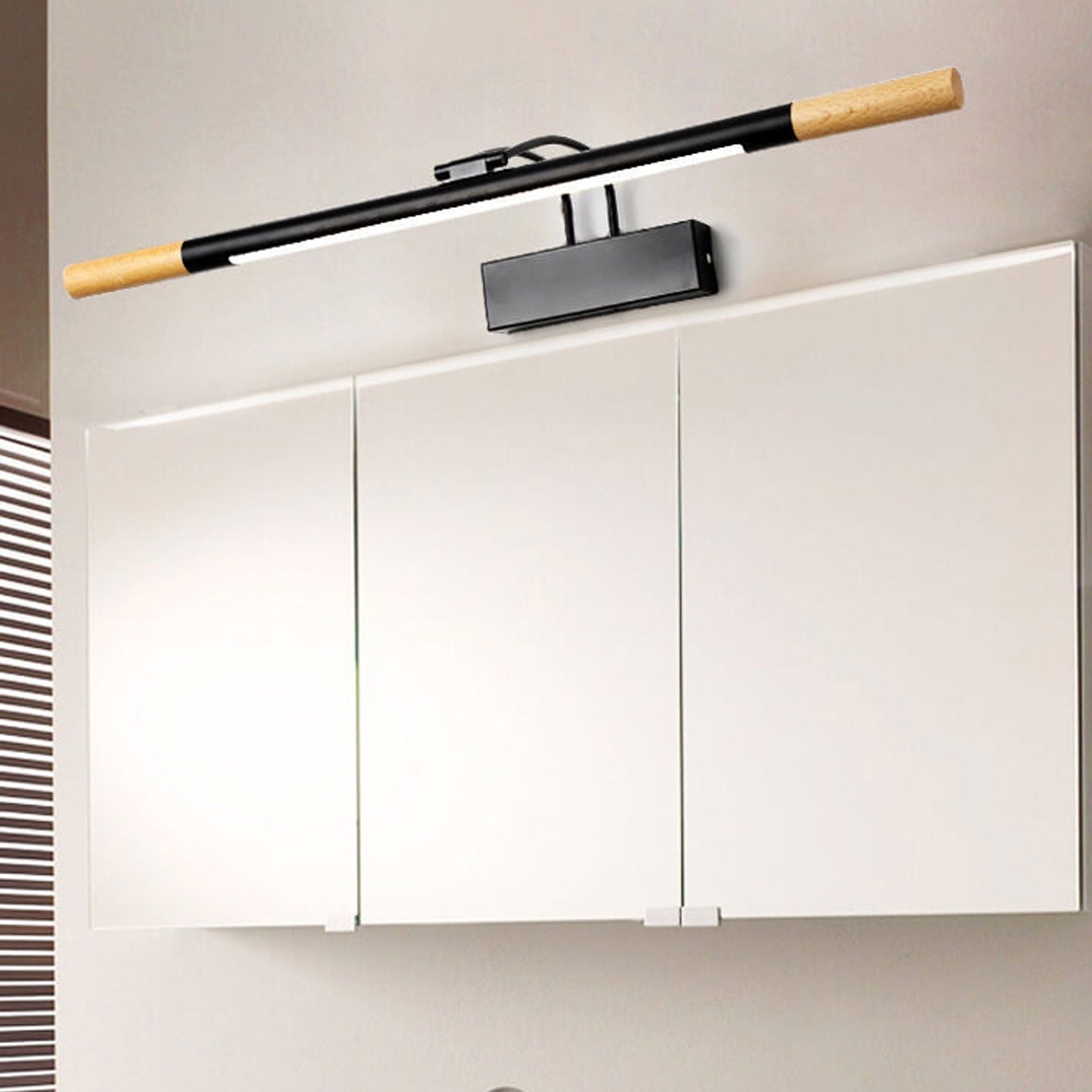 Nordic Solid Wood LED Curved Arm Vanity Light Wall Sconce