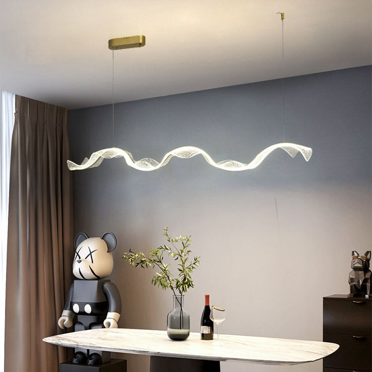 Contemporary Acrylic Corrugated LED Pendant Light for Living Room