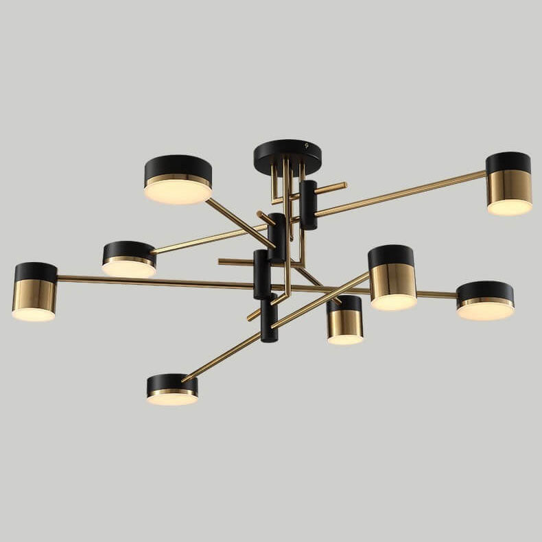 Modern Minimalist Black Gold Semi-Flush Mount Light 4-8 Lights