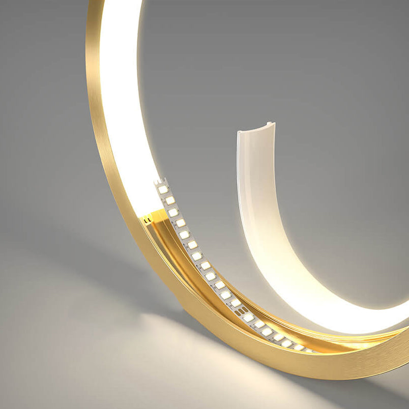 Luxury Double Ring LED Flush Mount Ceiling Fan Light Combination