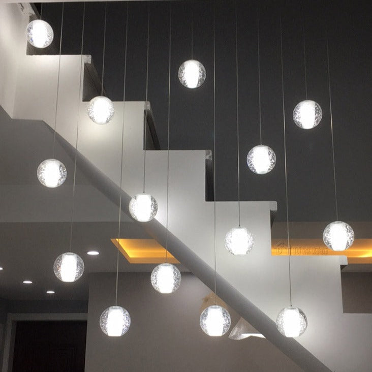 Modern Luxury LED Loft Chandelier with Crystal Orb Shade