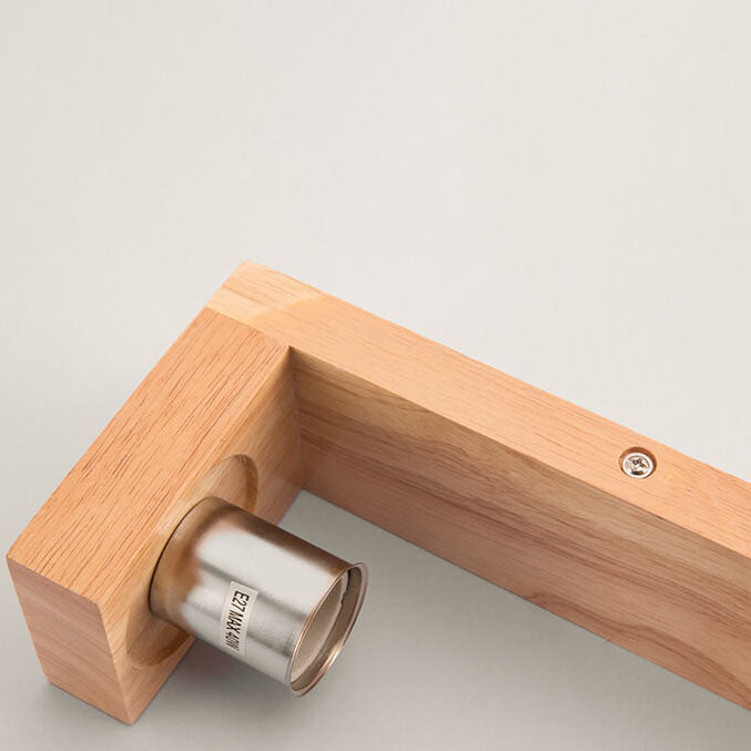 Modern Minimalist Wood and Glass Square Wall Sconce Lamp - 1-Light Design for Elegant Lighting
