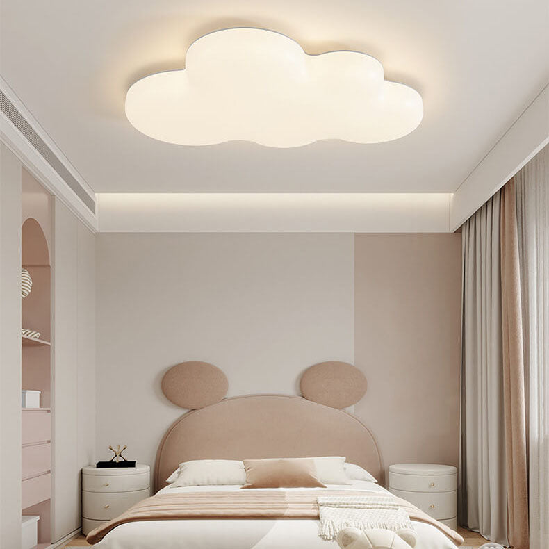 Modern White Cloudy Iron Acrylic LED Flush Mount Ceiling Light Fixture for Bedroom Kitchen Living Room Dining Room Hallway with Adjustable Brightness Energy Efficient Contemporary Design Home Lighting Solution