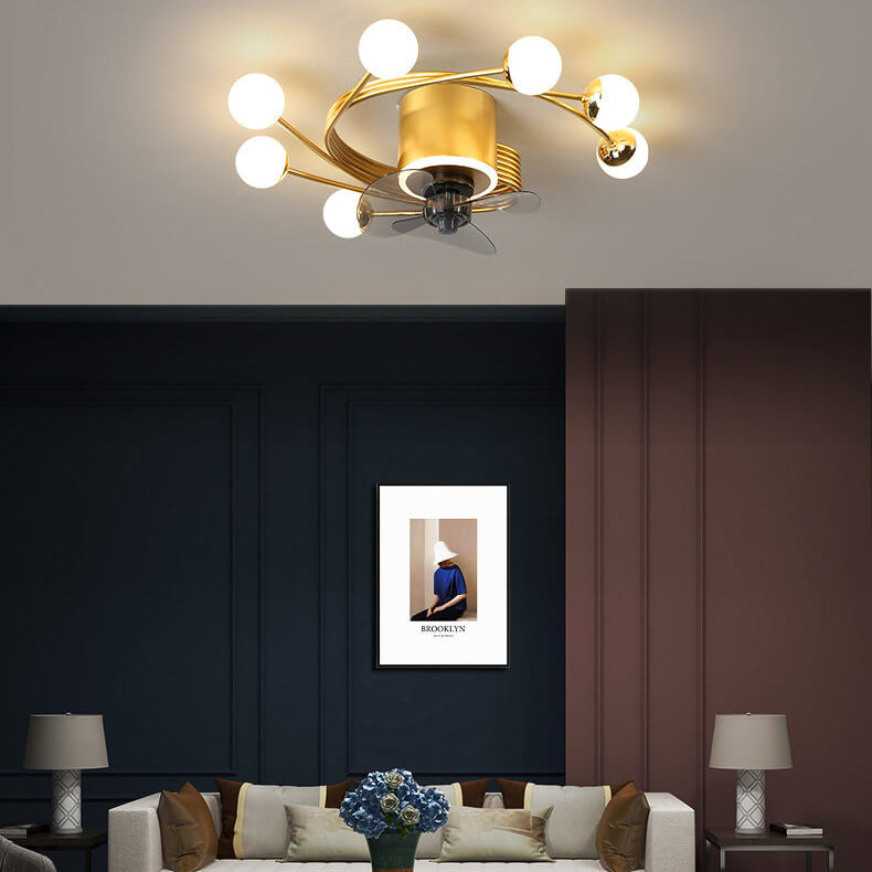 Nordic Light Luxury 5/7-Light LED Flush Mount Ceiling Fan