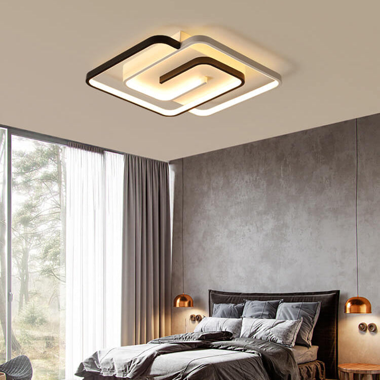 Modern Square Aluminum LED Semi-Flush Mount Ceiling Light