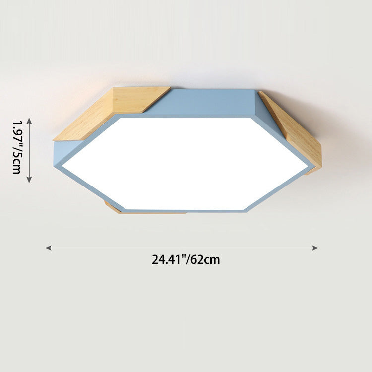 Contemporary Scandinavian Hexagonal LED Flush Mount Ceiling Light for Bedroom