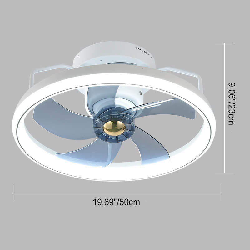 Modern Minimalist LED Ceiling Fan Light - Circle Ring Acrylic Shade Semi-Flush Mount